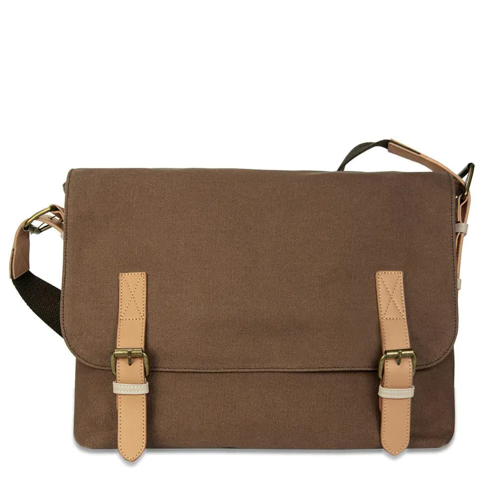 Canvas/Leather Laptop Bag with Magnetic Closures