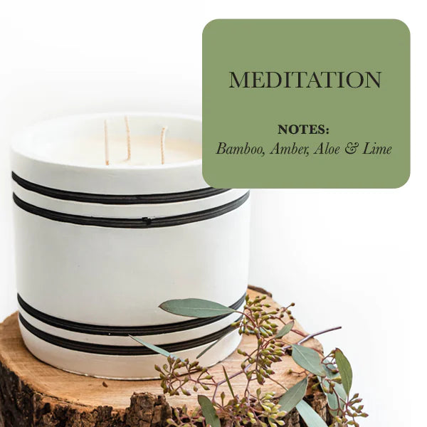 Luxury Large Striped Stone Designer Candle - Meditation