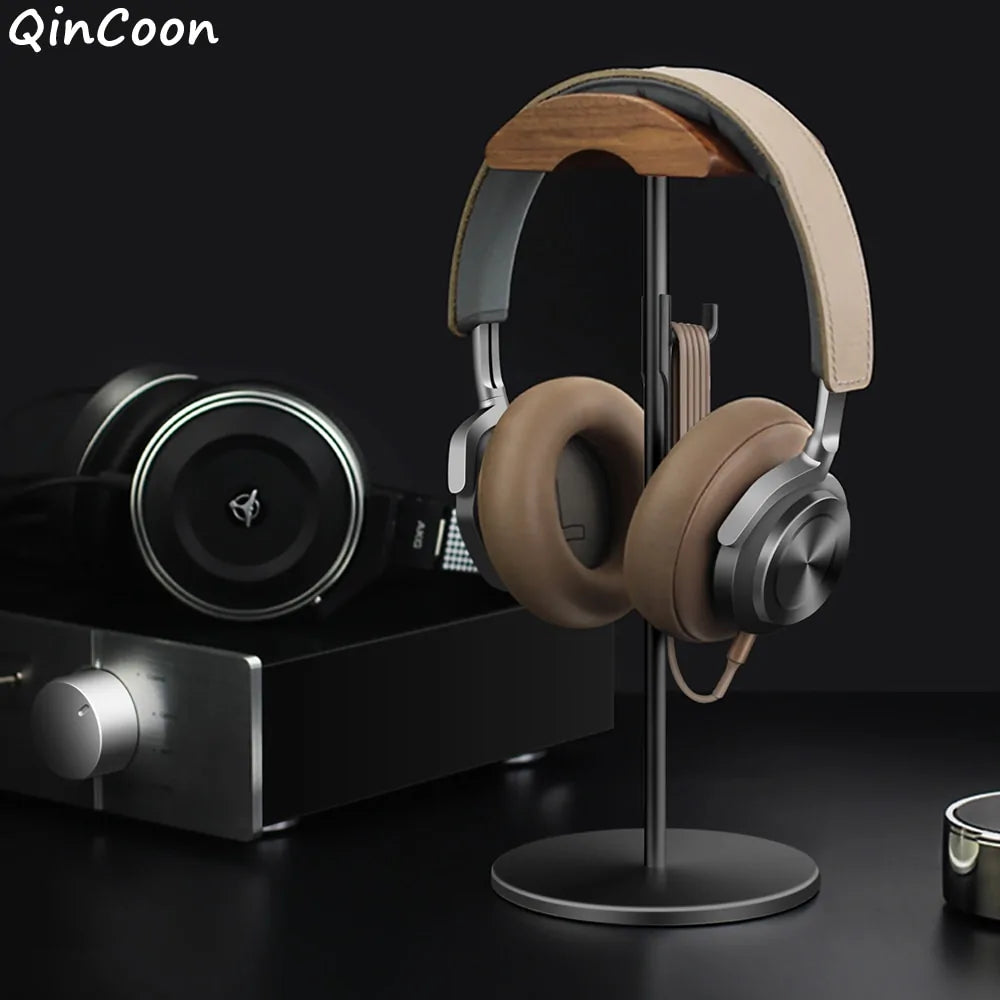 Walnut Wood & Aluminum Headphone Stand