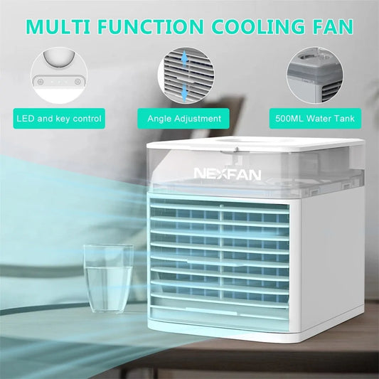 Portable Evaporative Air Cooler and Desk Fan with LED Lights