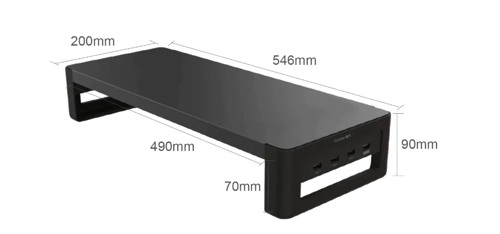 Monitor Stand Desk with 4 USB Ports