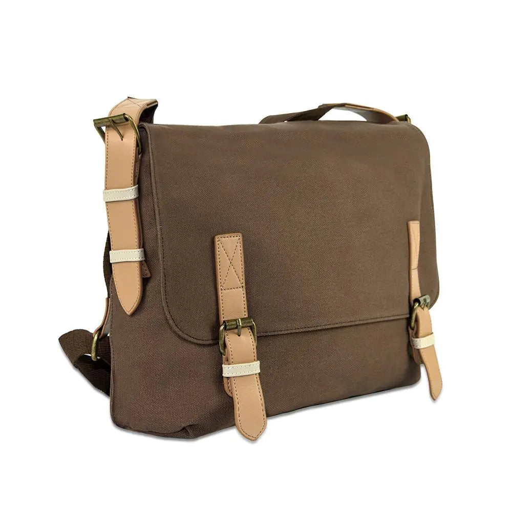 Canvas/Leather Laptop Bag with Magnetic Closures